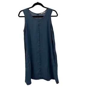 Dalia Women's Blue 100% Tencel Sleeveless Round Neck Knee Length Dress Size M